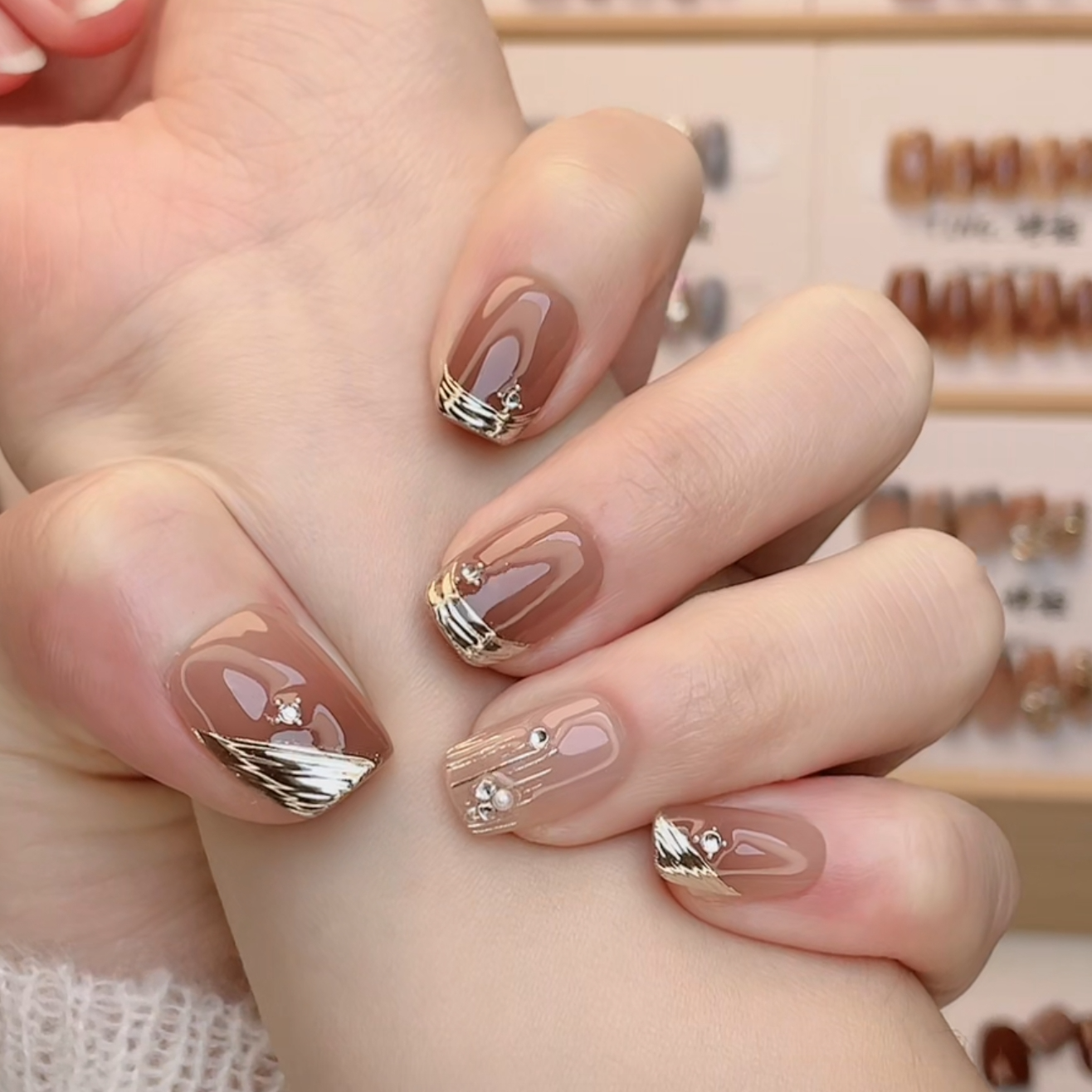 美甲【小金库】带建构主播自留超显白巨高级指甲贴片