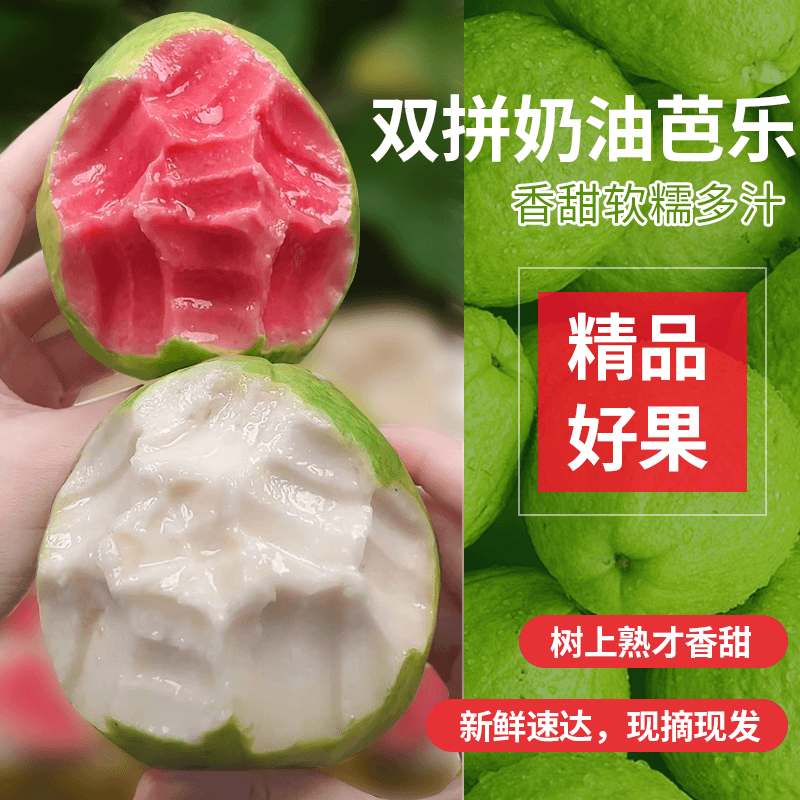 广西新鲜现摘红心白心双拼奶油芭乐软糯香甜水果