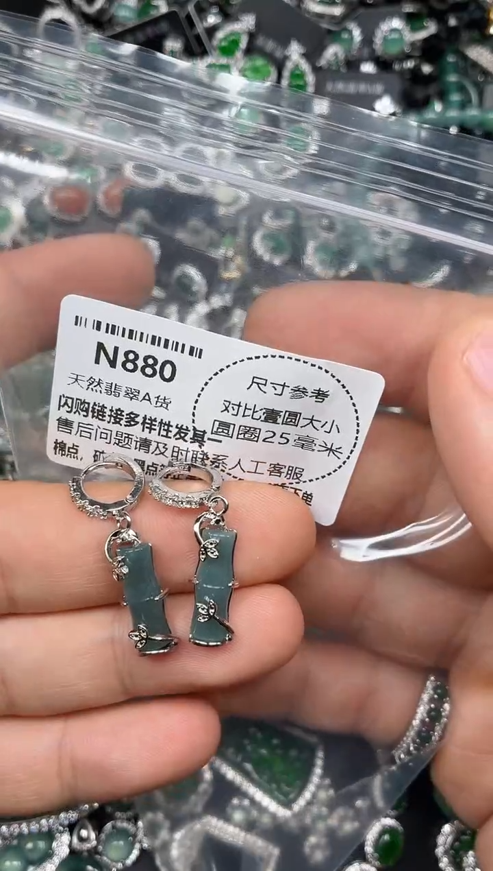 颈饰未镶嵌翡翠N880耳扣