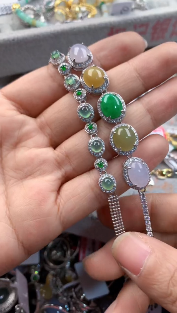 银S925镶嵌戒指翡翠4444----9