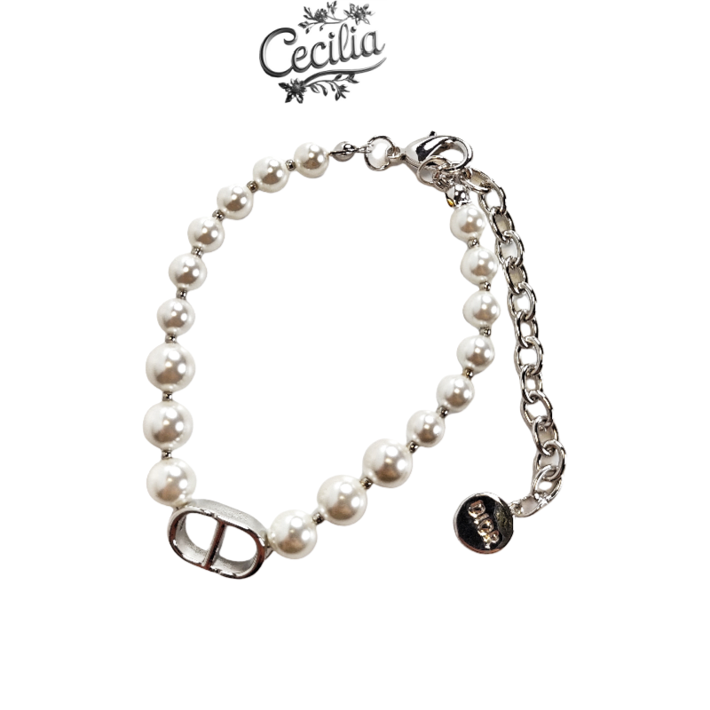 合金仿珍珠手链 Cecilia珍珠链条手链独特D扣设计时尚个性Y-S04