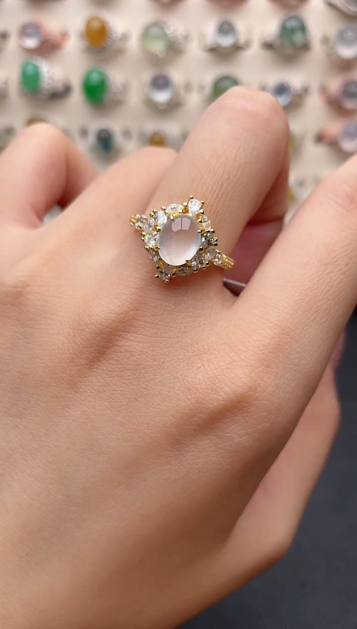 【闪购商品】翡翠戒指银S925镶嵌一物一证一礼盒