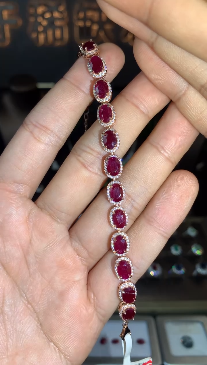 【闪购商品】红宝石手链银S925镶嵌活口