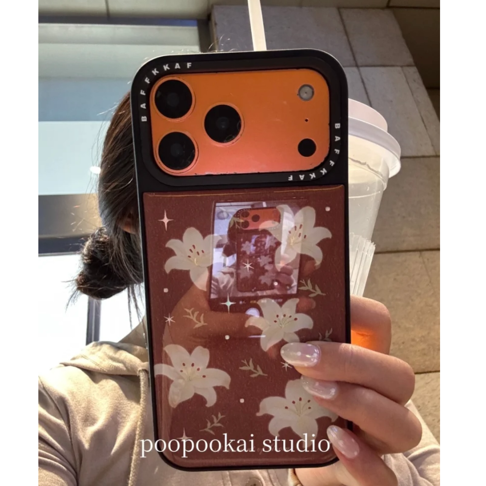 复古木调百合花滴胶镭射手机壳适用iPhone17promax/16防摔ins个性