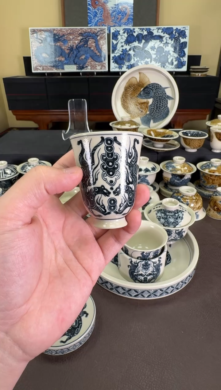 【闪购商品】二号釉金钱豹纹闻香杯