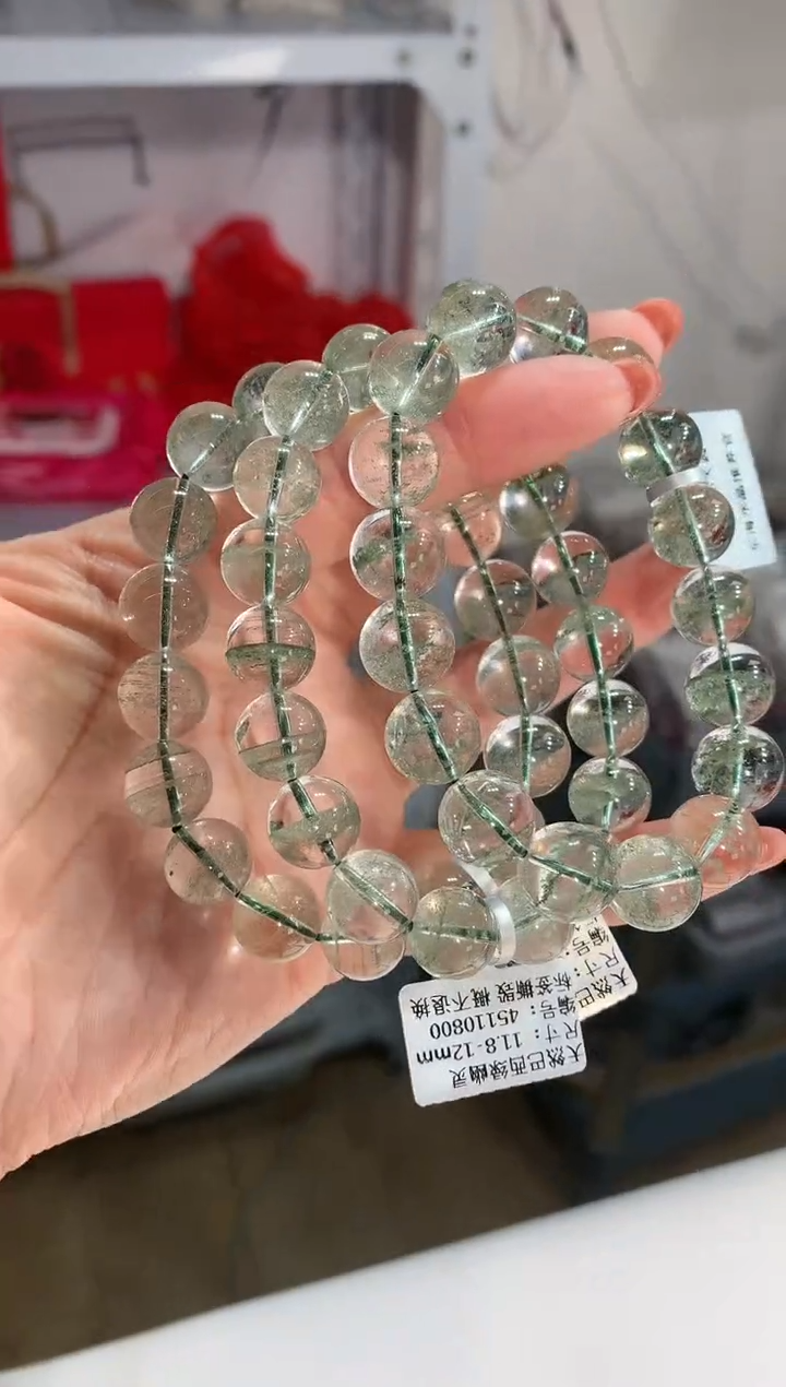 【闪购商品】水晶手链未镶嵌约12mm绿幽灵千层手链多样性发其一