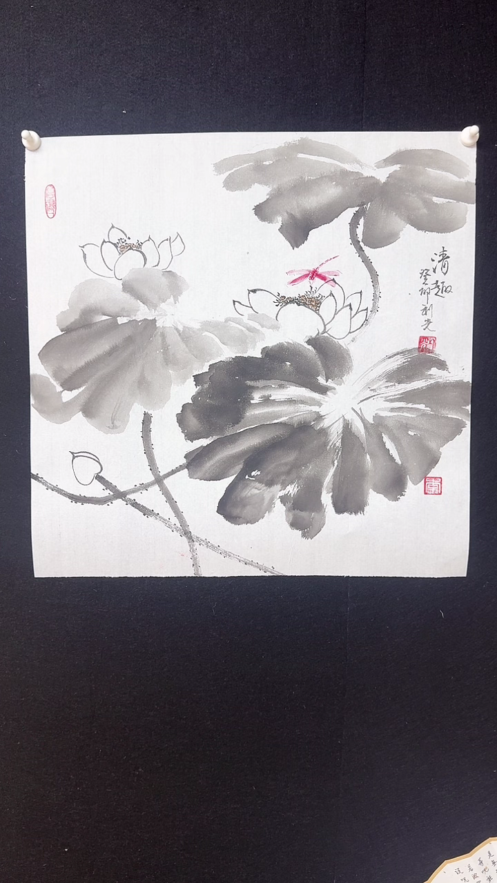 【闪购商品】国画斗方绘画荷花