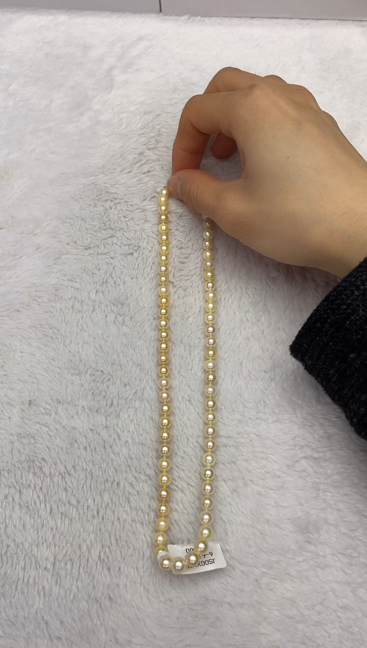 【闪购商品】海水珍珠项链银S925镶嵌AK羽皇金6-6.5mm（多样性发一）