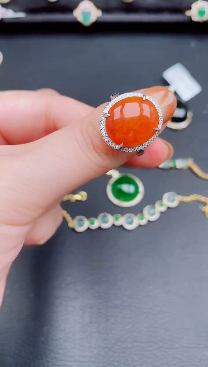 【闪购商品】翡翠戒指银S925镶嵌天然a货翡翠232