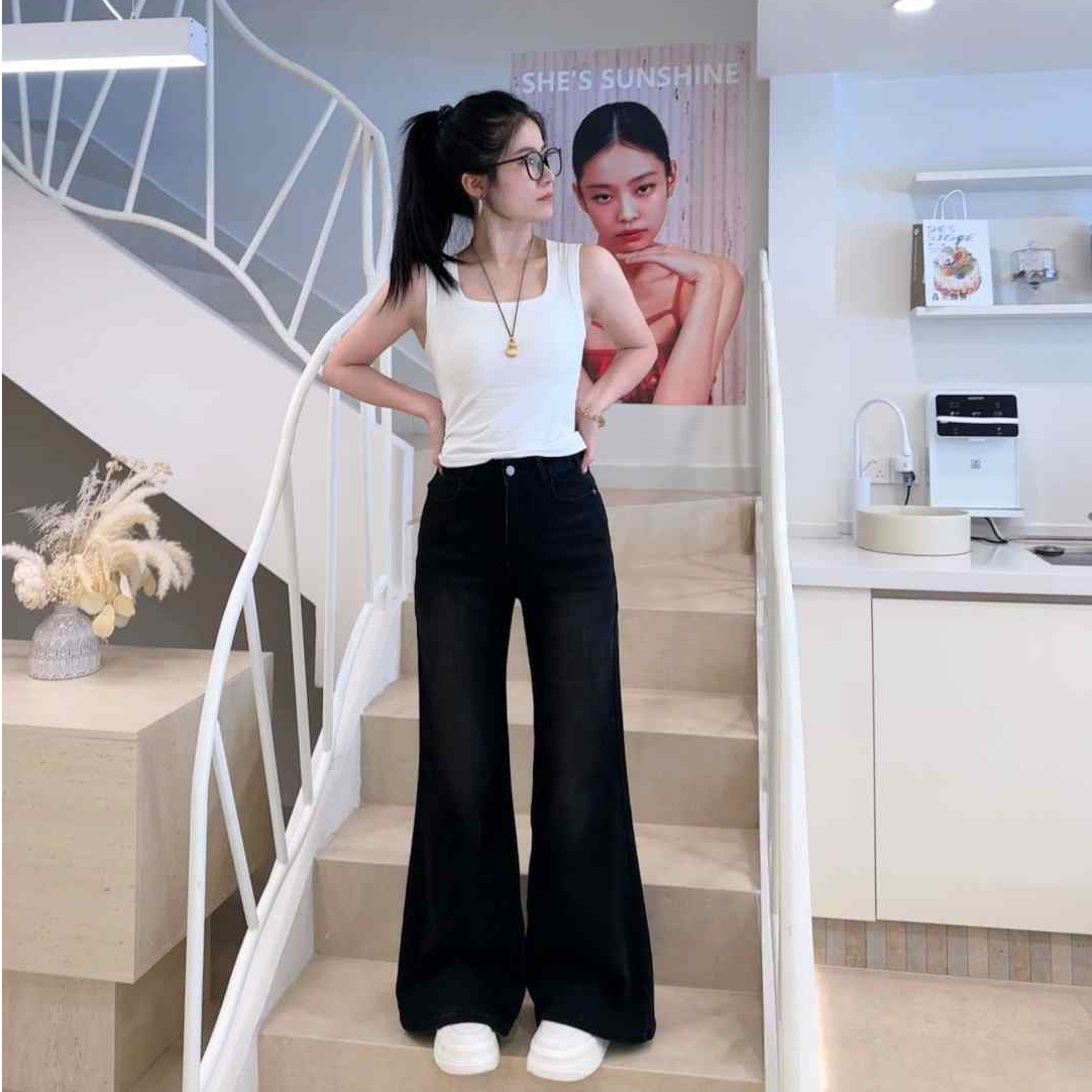 现货「MUMU CHAU」【艺术旅途】定制磨毛牛仔女秋筒喇牛仔裤LQ5890