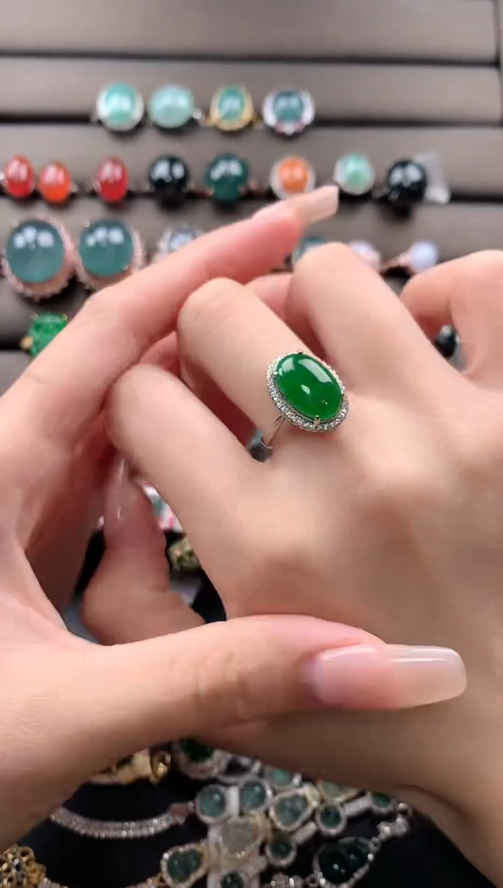 【闪购商品】翡翠戒指银S925镶嵌432434