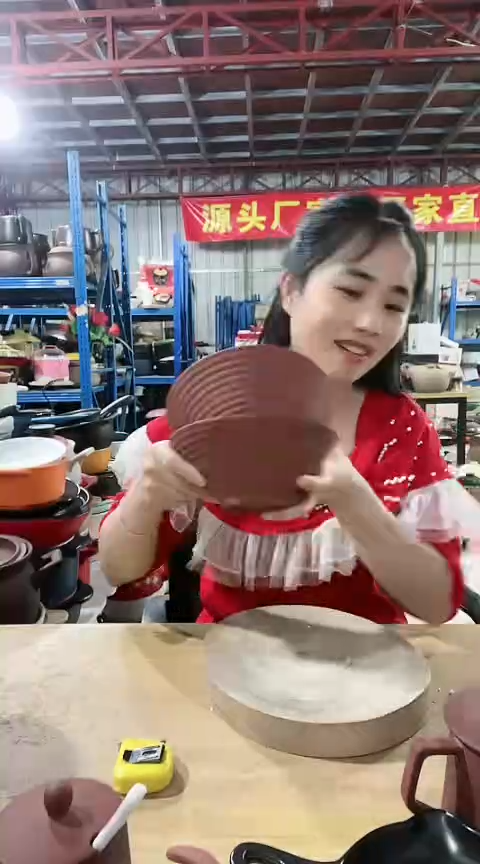 陶瑕疵7英寸紫砂斗笠碗2个不圆色差