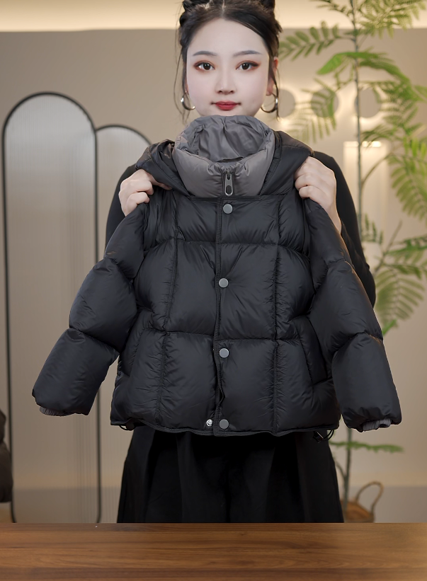 【栗子】【现货】冬季儿童韩版时尚双倍充绒加厚连帽白鸭绒羽绒服8012