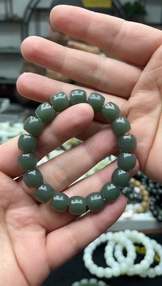 未镶嵌手串和田玉纯天然新疆且末正蓝12