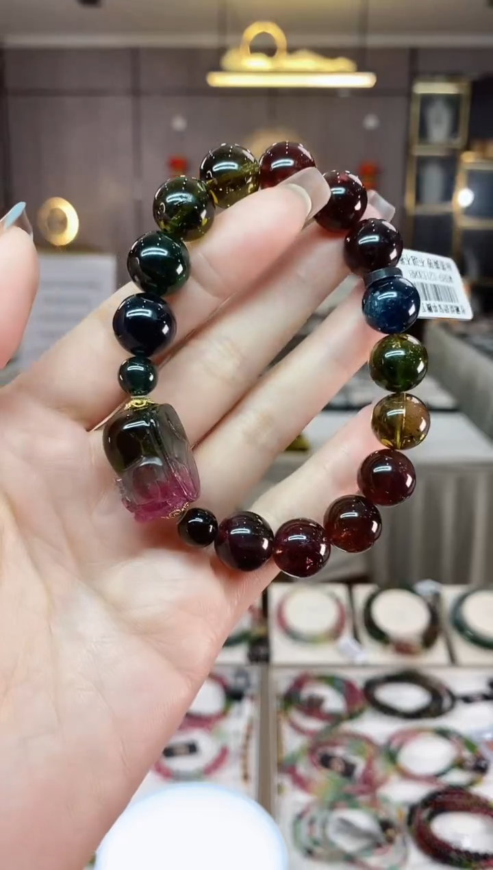 【闪购商品】碧玺单圈手串12mm+未镶嵌一物一证dan