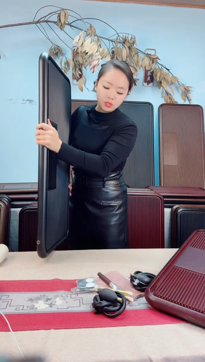 财***?凌龙黑色茶盘90*43*4