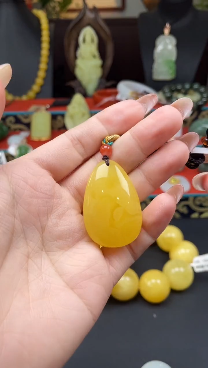 银S925镶嵌颈饰蜜蜡m068