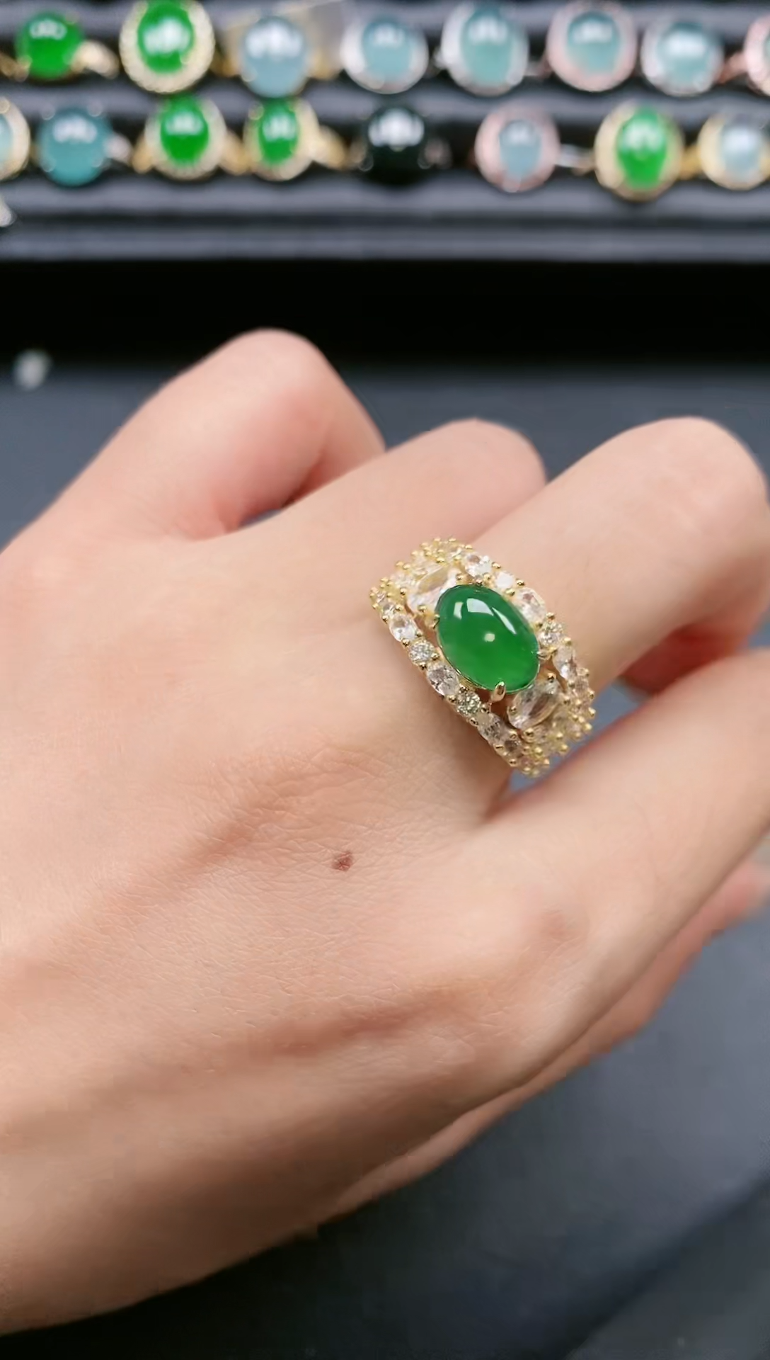 翡翠戒指银S925镶嵌111111111