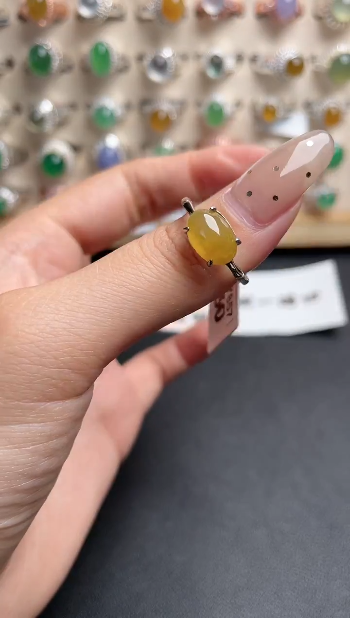 【闪购商品】翡翠戒指银S925镶嵌一物一证一礼盒