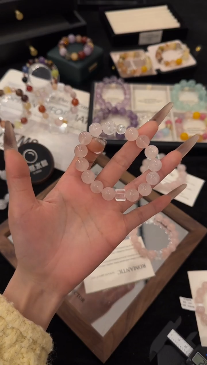 未镶嵌手链水晶粉水晶x3051