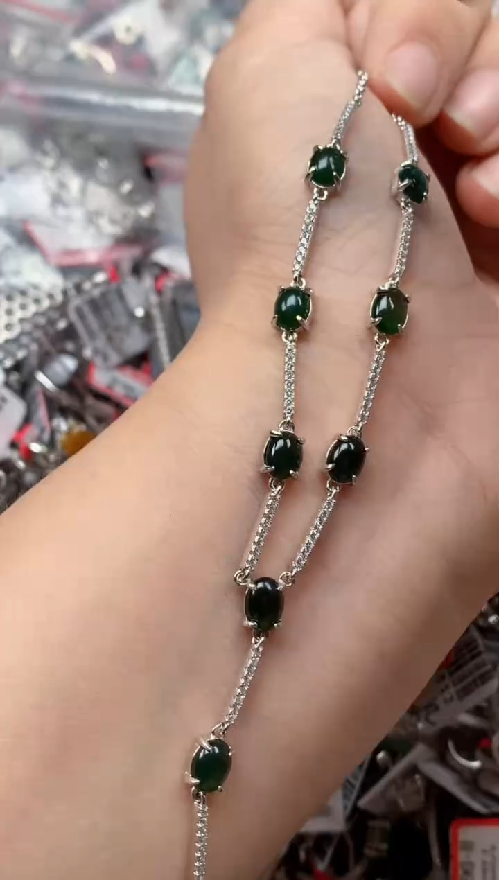 银S925镶嵌戒指翡翠天然A货缅甸翡翠