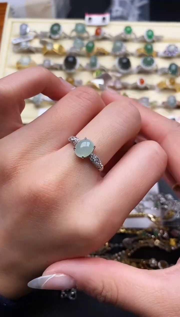 【闪购商品】翡翠戒指银S925镶嵌333333 +7