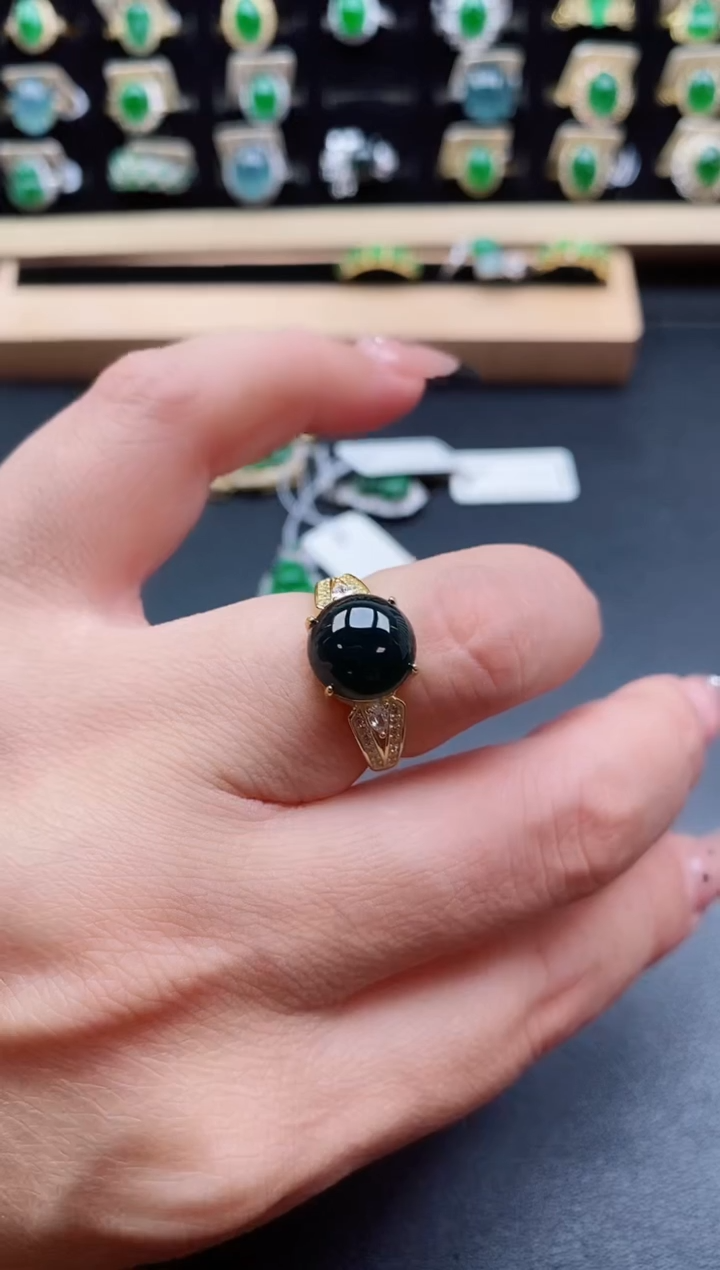 银S925镶嵌戒指翡翠1