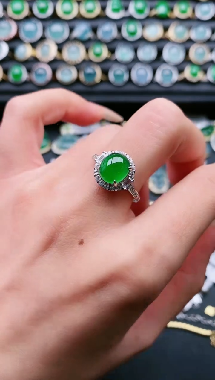 【闪购商品】翡翠戒指银S925镶嵌111111