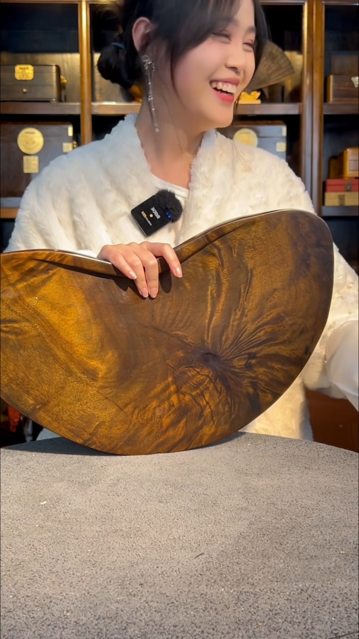 【闪购商品】金丝楠木雕满花小茶盘