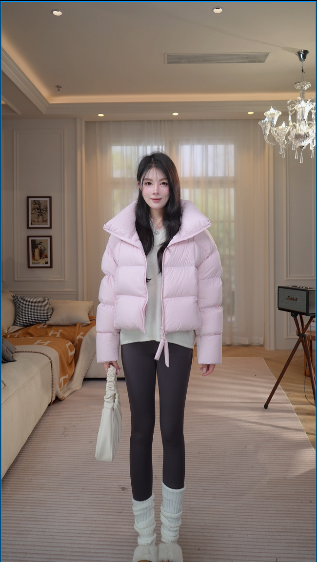 高端900白鹅绒泡芙羽绒服短款时尚立领宽松保暖XX0A58911