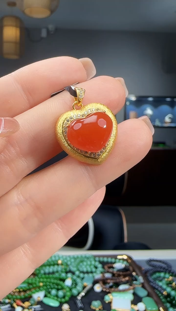 吊坠(不含链)银S925镶嵌南红玛瑙1