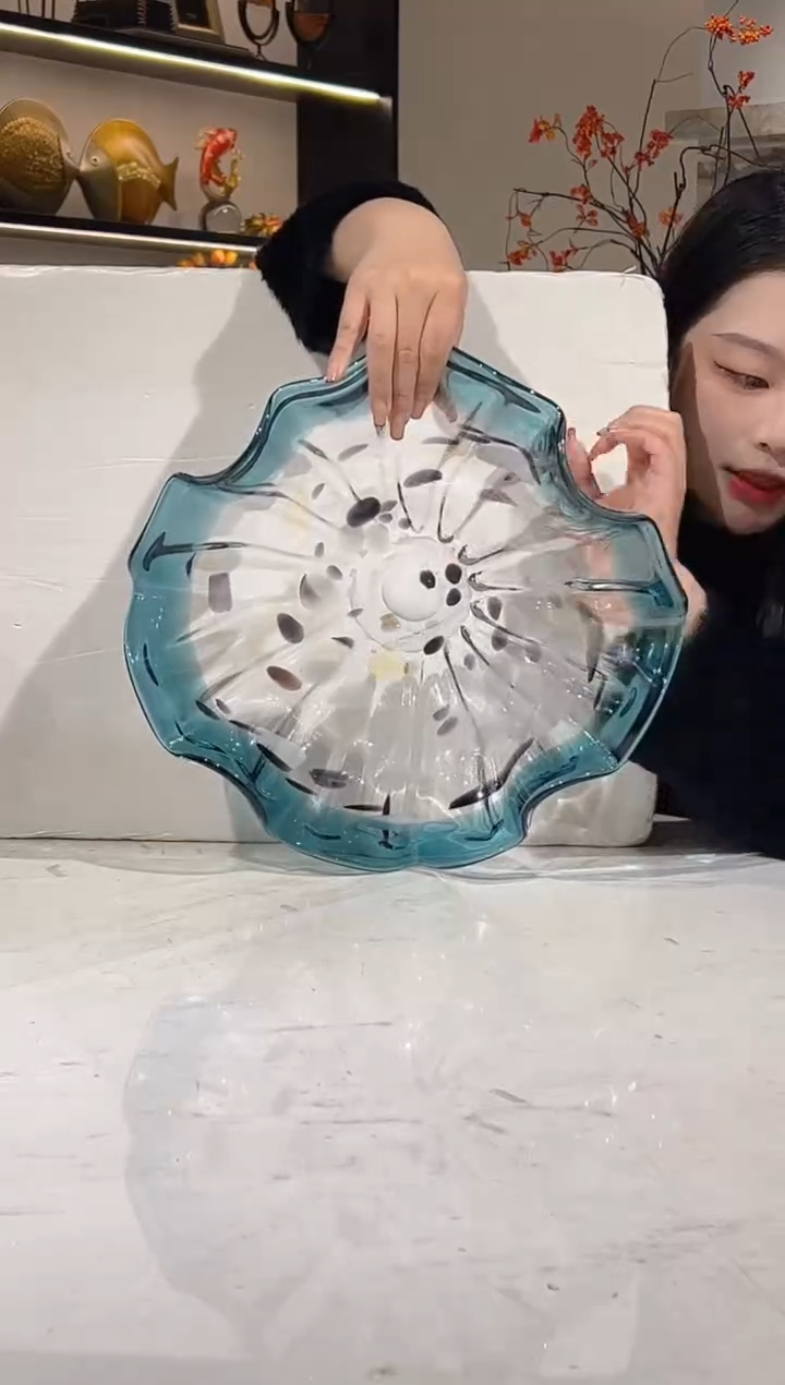 【闪购商品】琉璃蓝色荷叶小果盘