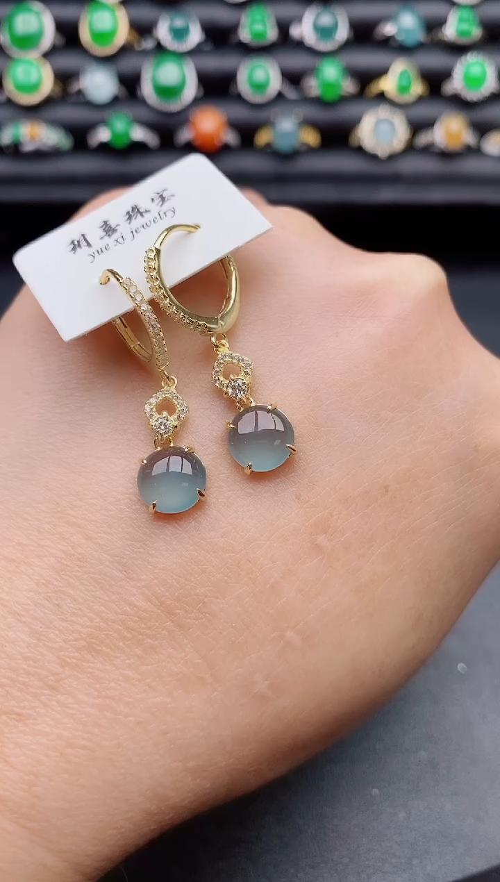 【闪购商品】翡翠耳饰银S925镶嵌21312