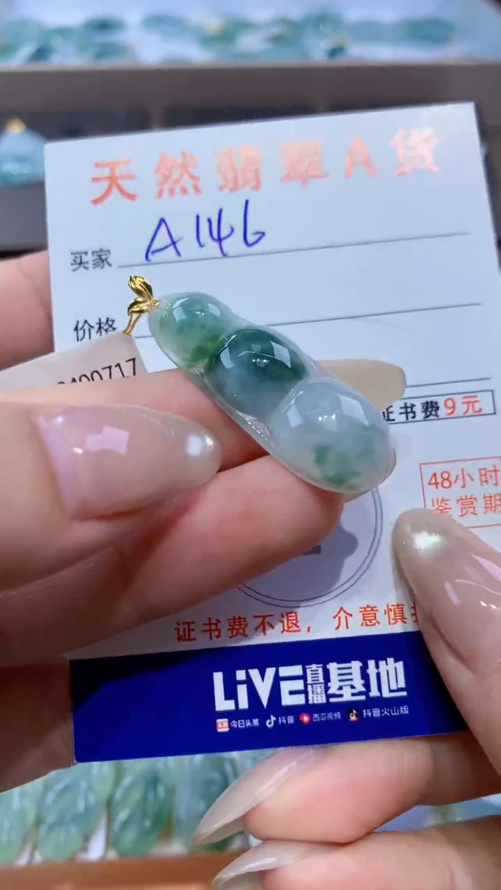 颈饰18K金镶嵌翡翠天然翡翠A货挂件