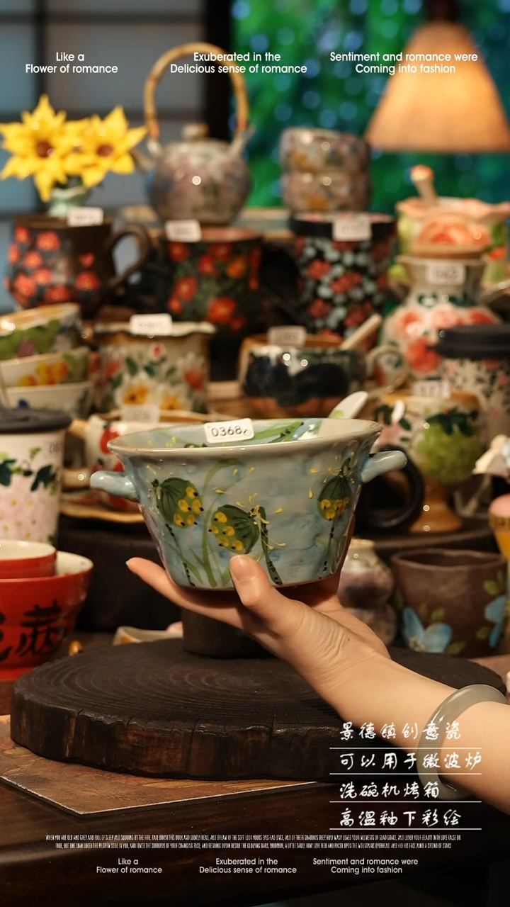 陶瓷景德镇高温釉下彩手工手绘款式@A0368@