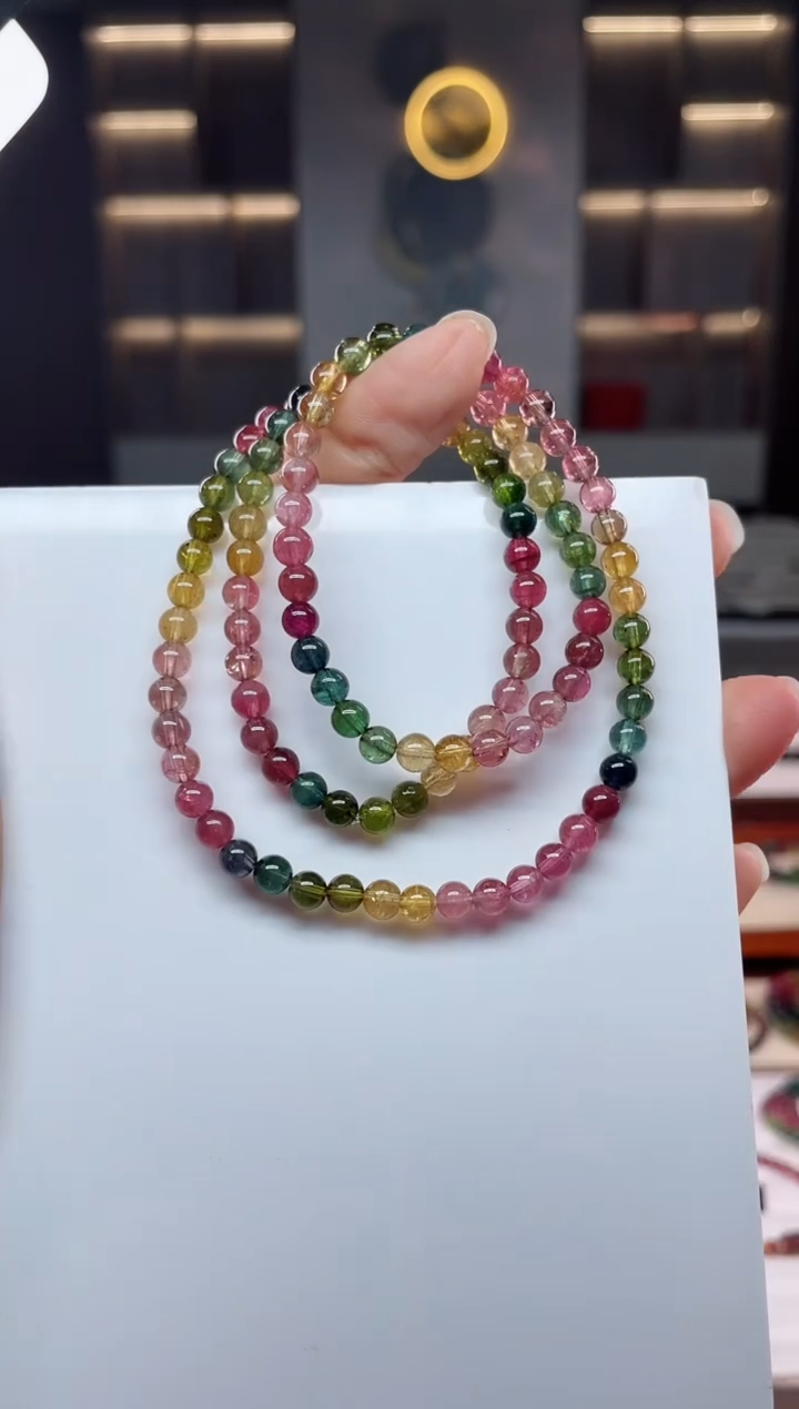 未镶嵌老矿碧玺三圈手串5mm+碧玺（多样性发一条）Q