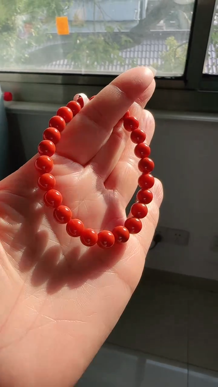 未镶嵌多样性发一件南红玛瑙【高货】锦红7mm保山圆珠单圈 