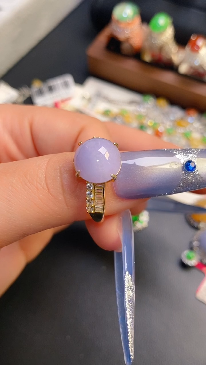 银S925镶嵌戒指翡翠静*天然