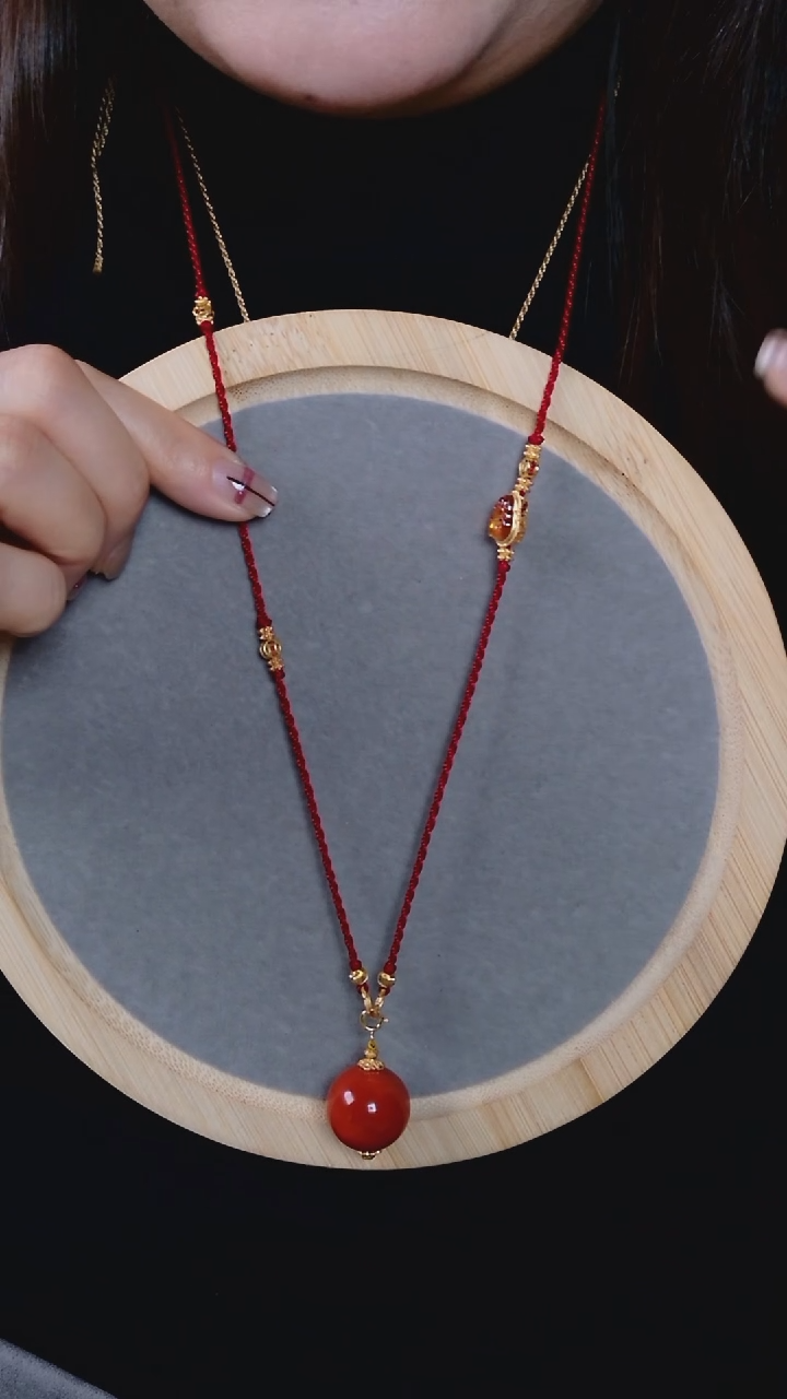 颈饰未镶嵌南红玛瑙圆珠 项链 18m
