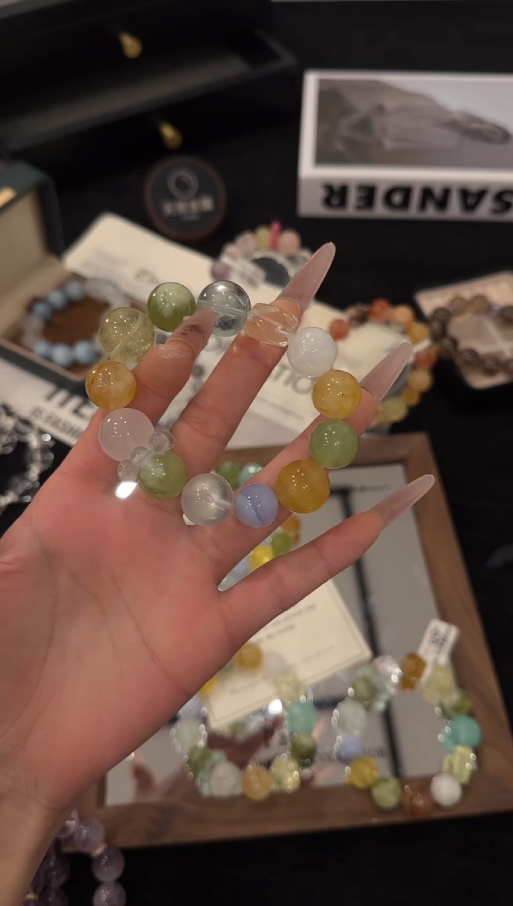未镶嵌手链水晶绿色系多宝x2966