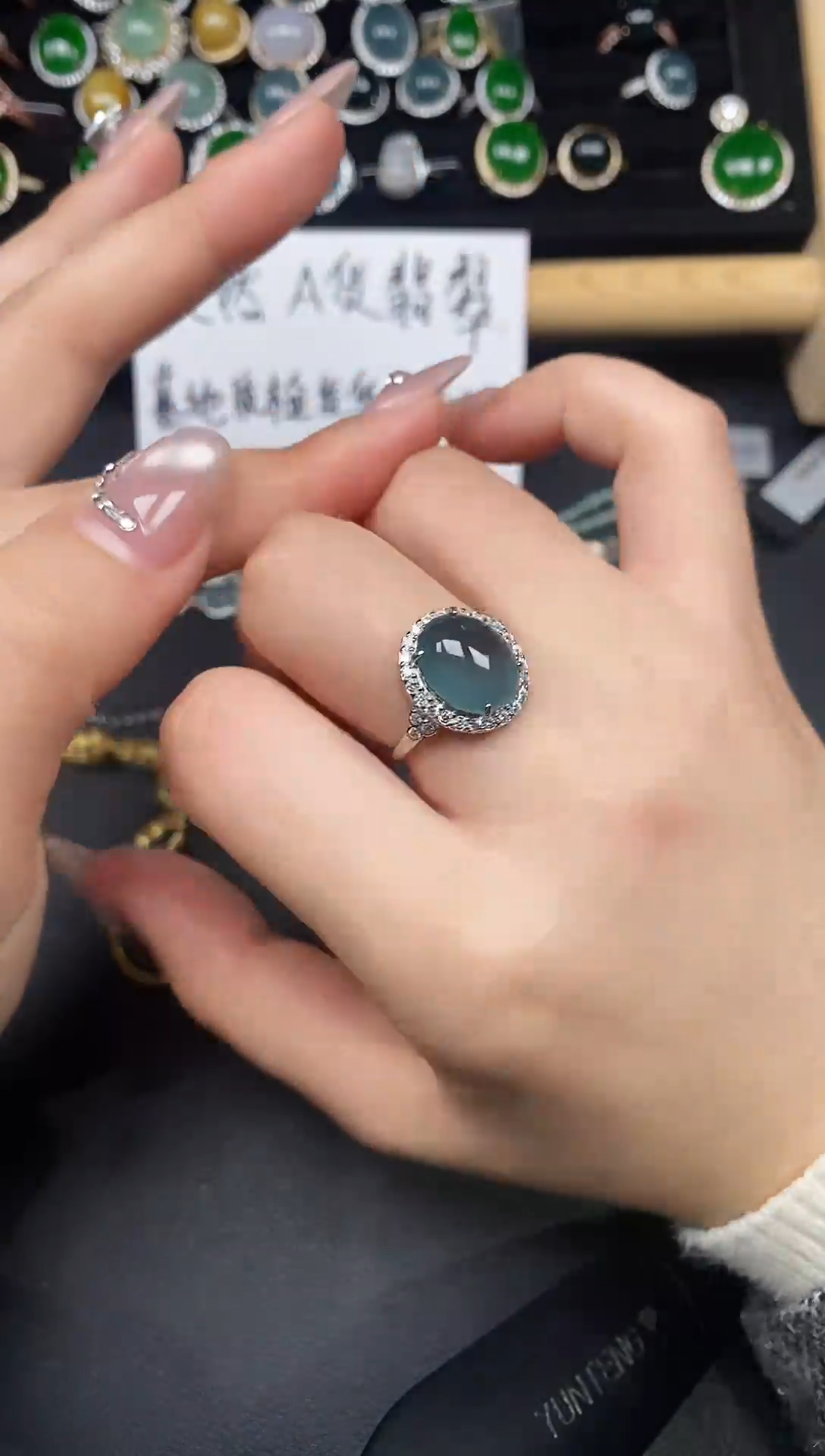 银S925镶嵌戒指翡翠78378