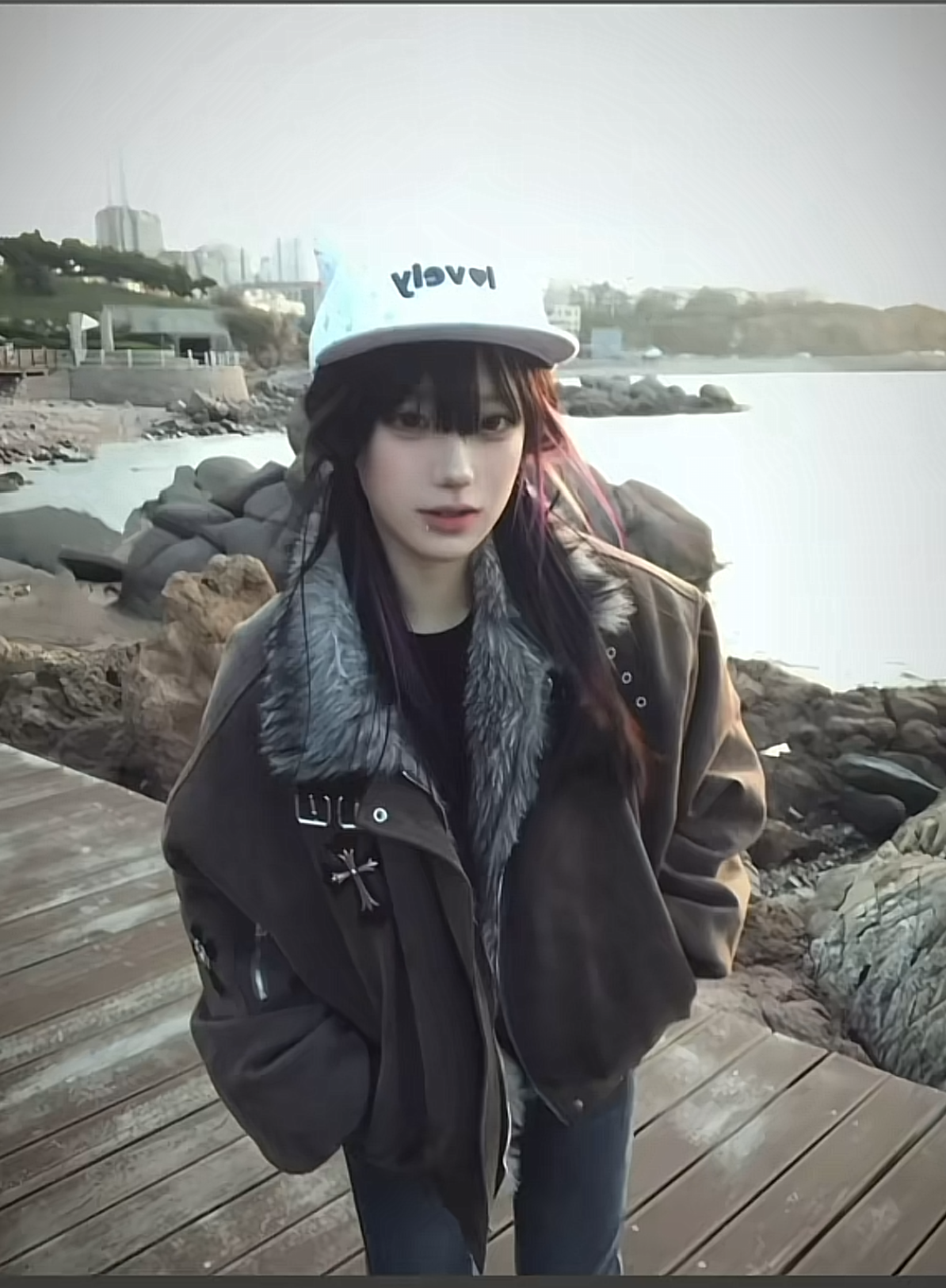 8229 毛领座山雕棉服外套十字架加绒加厚夹克冬季新款棉衣