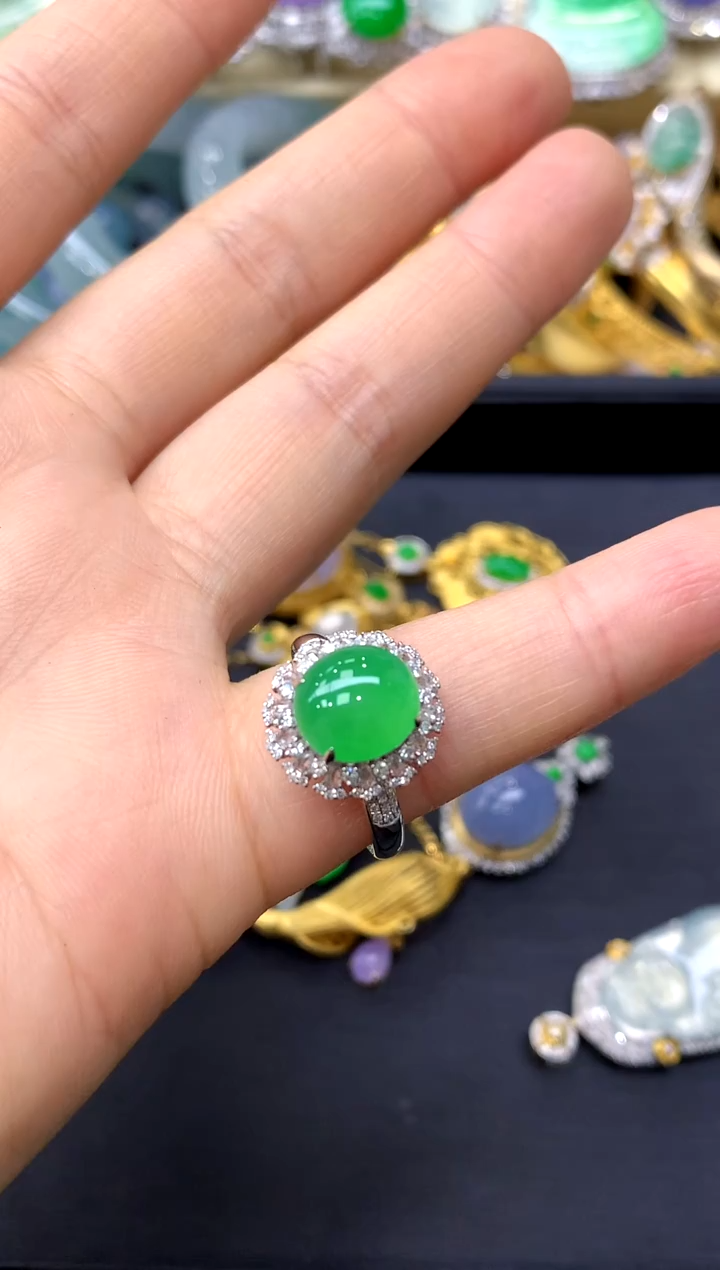 18K金镶嵌戒指翡翠545-中国好珍宝