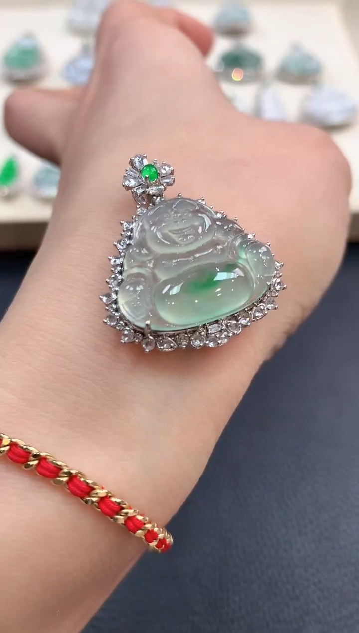 【闪购商品】翡翠吊坠(不含链)18K金镶嵌b142       