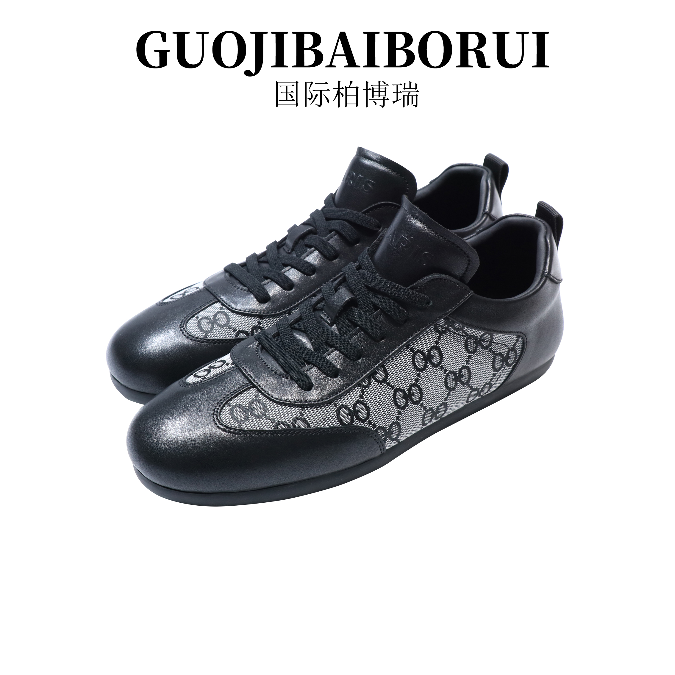 国际柏博瑞男士皮鞋夏季2025新款透气软底时尚休闲鞋舒适潮流板鞋