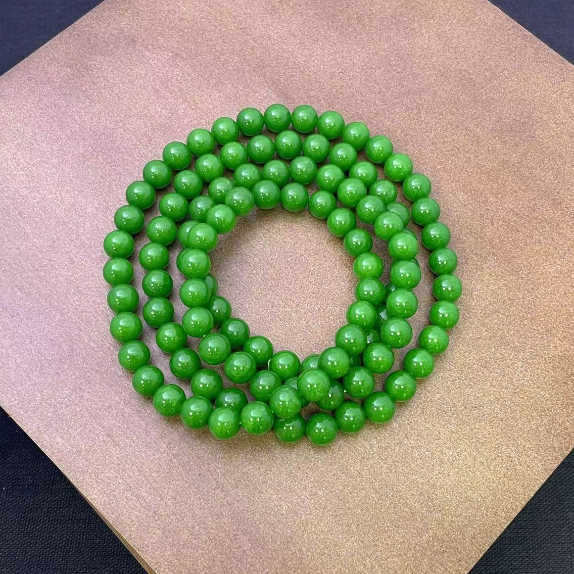 天然玉石 117 缅甸辣绿 缅料正阳绿108颗8mm