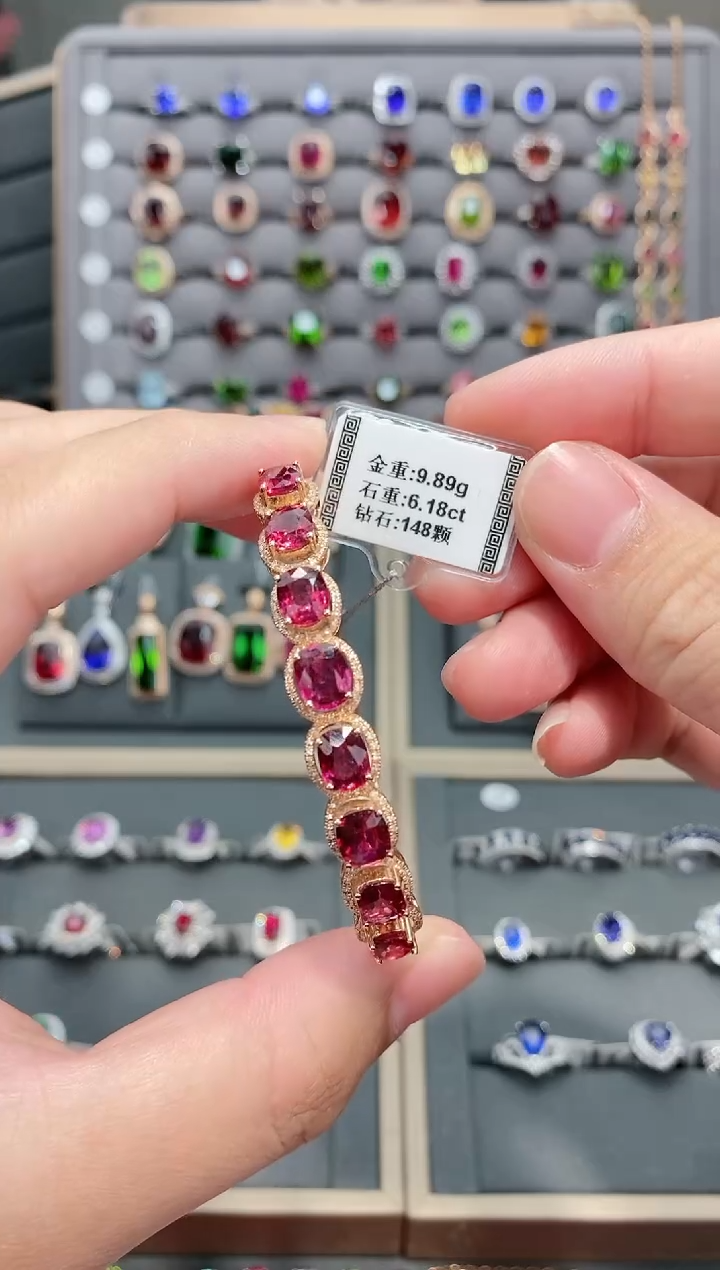 【闪购商品】碧玺手镯18K金镶嵌6.18   