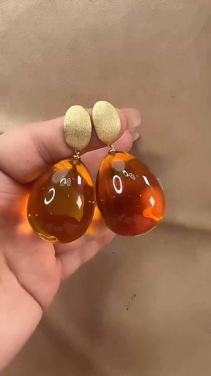 琥珀颈饰未镶嵌耳环