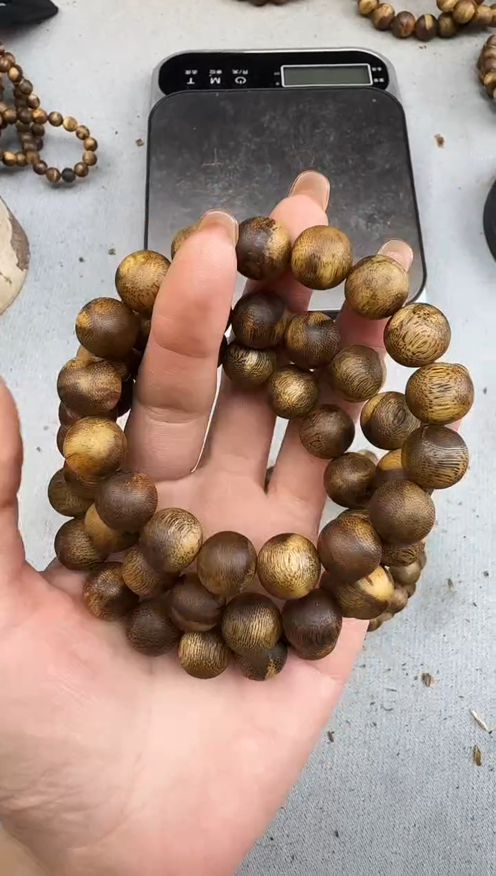 沉香手串1413白棋圆珠单圈多样性发一