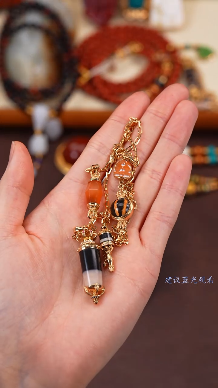 【闪购商品】玛瑙/玉髓颈饰18K金镶嵌柒禧文玩回血好物